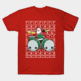 Christmas Santa Claus Drummer Drums Percussion Musician T-Shirt